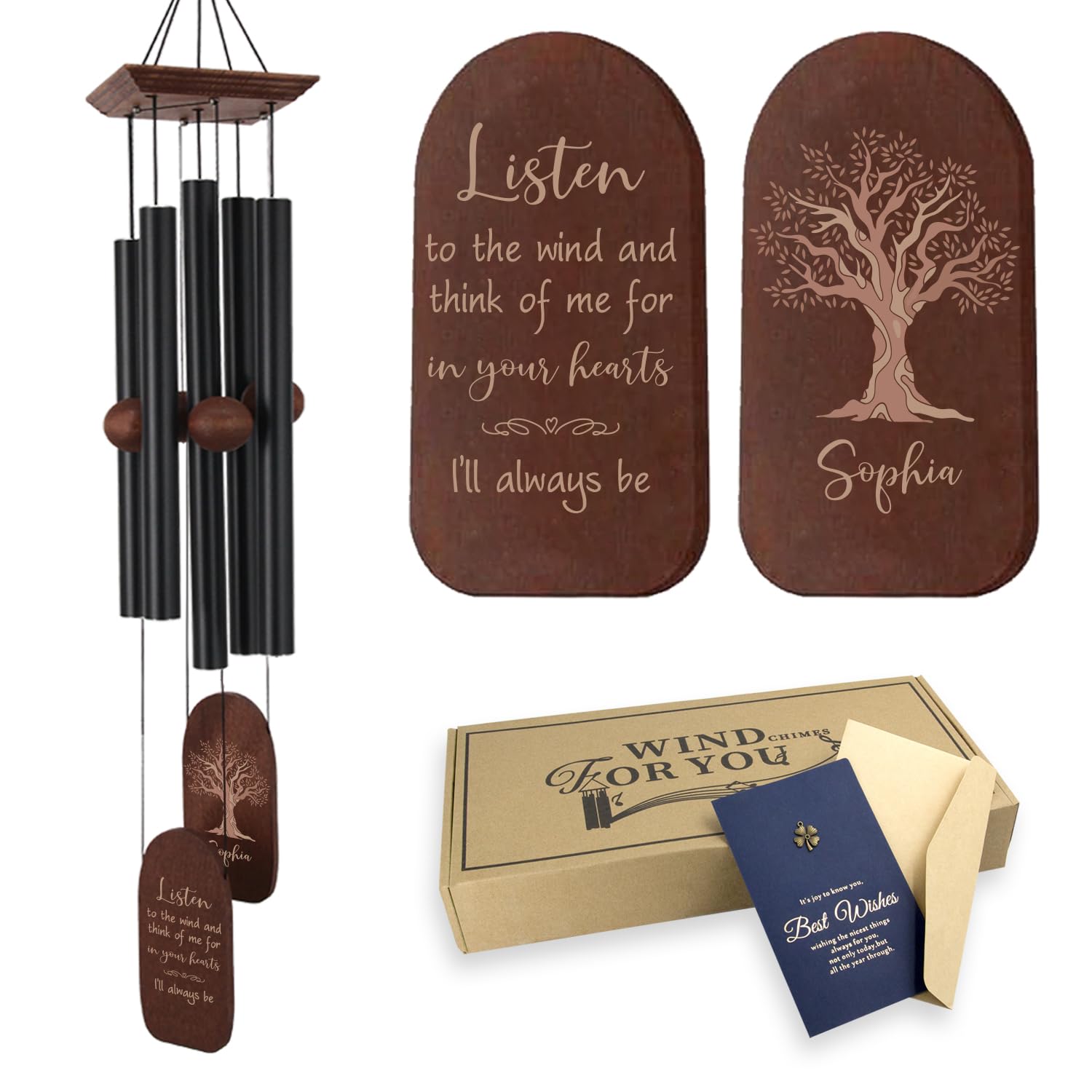 ASTARIN Personalized Wind Chimes for Loss of Loved One, Custom Memorial Sympathy Windchime, Sympathy Gifts for Loss of Loved Dad Mom Son, Customized Deep Tone Wind Chime Condolences Funeral