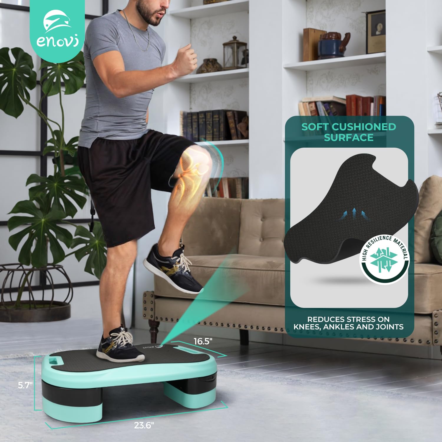 Basic Stepper für das Training zu Hause, Aerobic-Stepper mit weichem Kissen und 2 höhenverstellbaren Erhöhungen