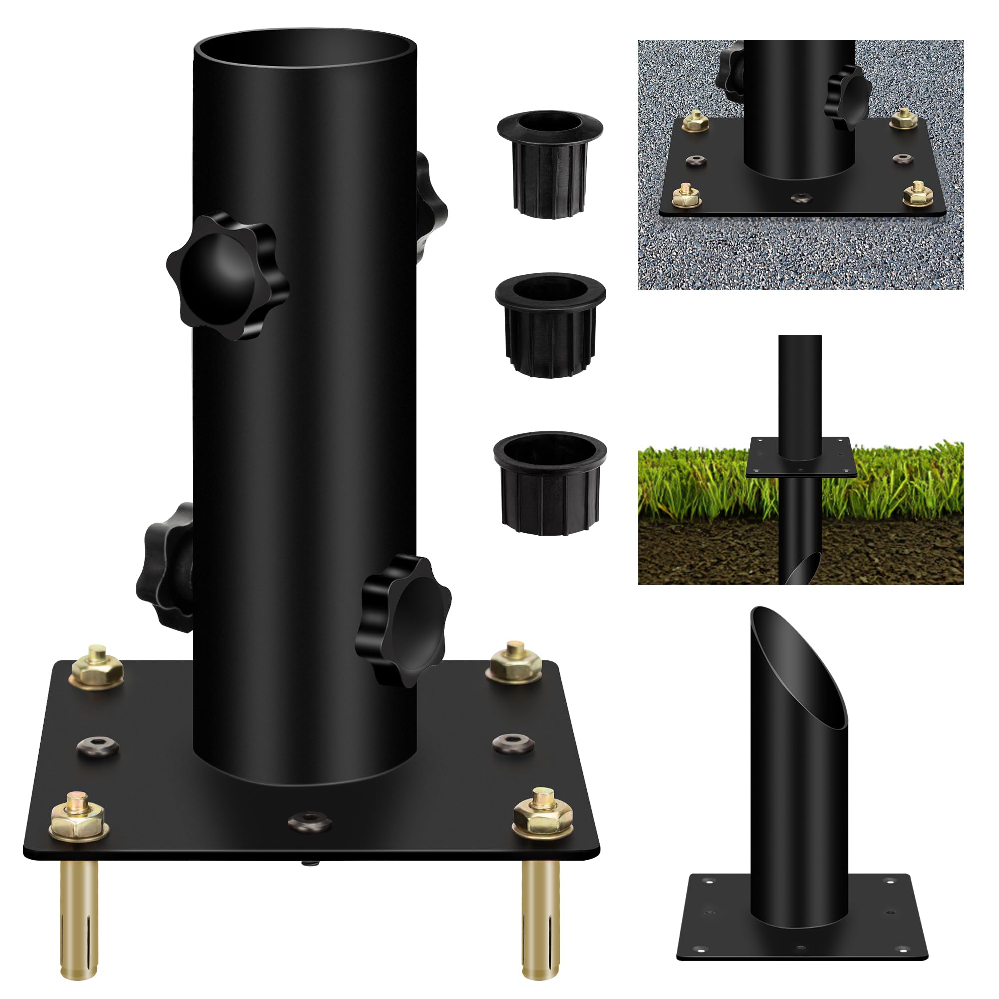 JEXALINE Outdoor Umbrella Base Stand,Heavy Duty Umbrella Stands for Outside,Patio Umbrella Holder with Floor Spike Fixing,Umbrella Holder Suitable for Soft and Hard Grounds