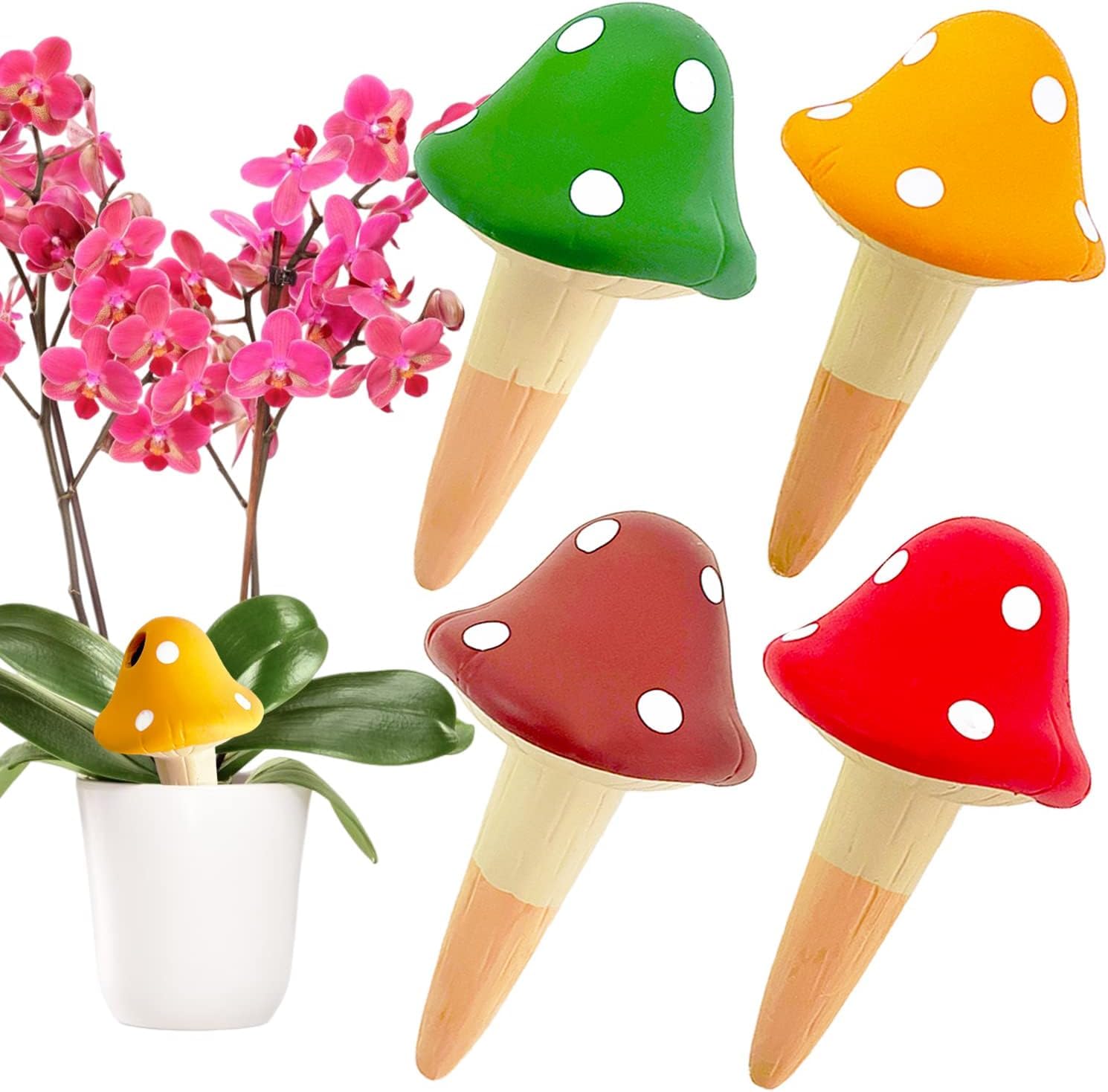 4 Pcs Plant Self Watering Spikes,Mushroom Shaped Self Watering Globes,Terracotta Insert Automatic Plant Waterer for Indoor Outdoor Plants
