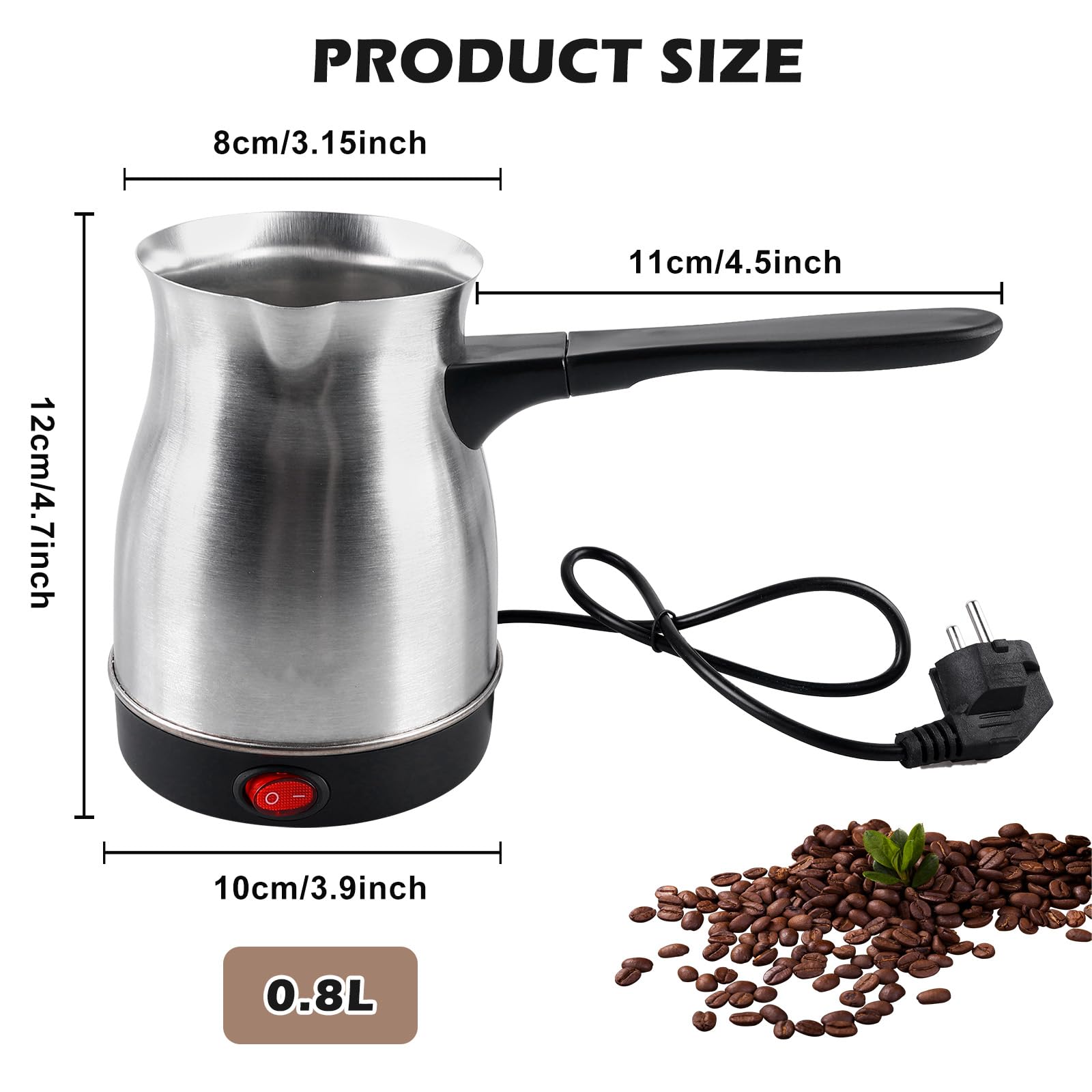 Vegena Caffettiera A Induzione, 800 Ml Caffettiera Turca, Caffettiera Da Campeggio, Caffettiera Elettrica Per Tè E Latte,Tacchino Per Tè Espresso