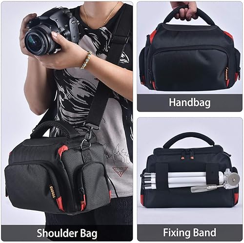 Miniatura 8 de FOSOTO Funda de hombro para cámara DSLR compatible con Canon EOS Rebel T7 T6 4000D 80D 90D 6D Mark II, Nikon D3500 D3400 D5600 D60 D750, Sony SLR y