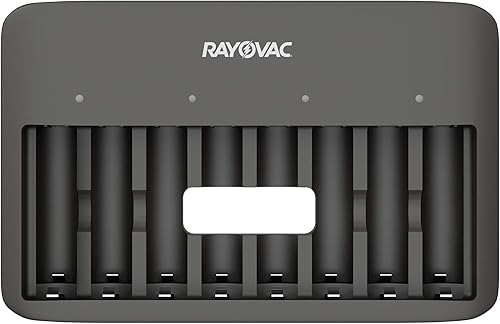 Miniatura 7 de Rayovac Cargador de batería USB, cargador de 8 bahías para baterías recargables NiMH AA y AAA, cargador rápido para baterías con apagado automático