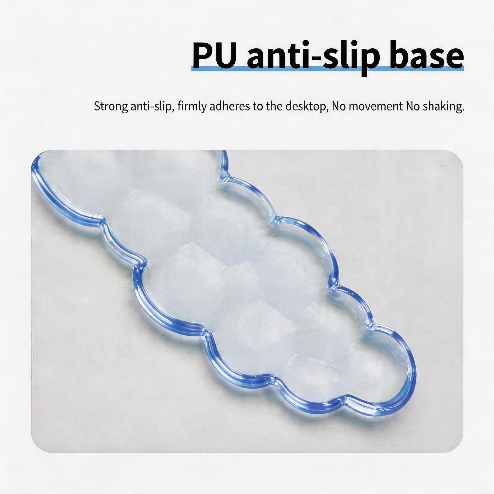 Juego de reposamuñecas de gel en forma de nube, silicona transparente con base de poliuretano, soporte para teclado y alfombrilla de mouse (azul claro)