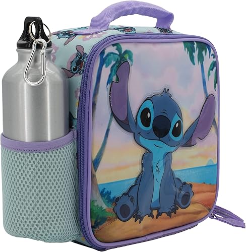 Miniatura 2 de Disney Juego de lonchera Stitch para niños y niñas, botella de agua de acero inoxidable con clip de mosquetón y bolsa de hielo, bolsa de almuerzo