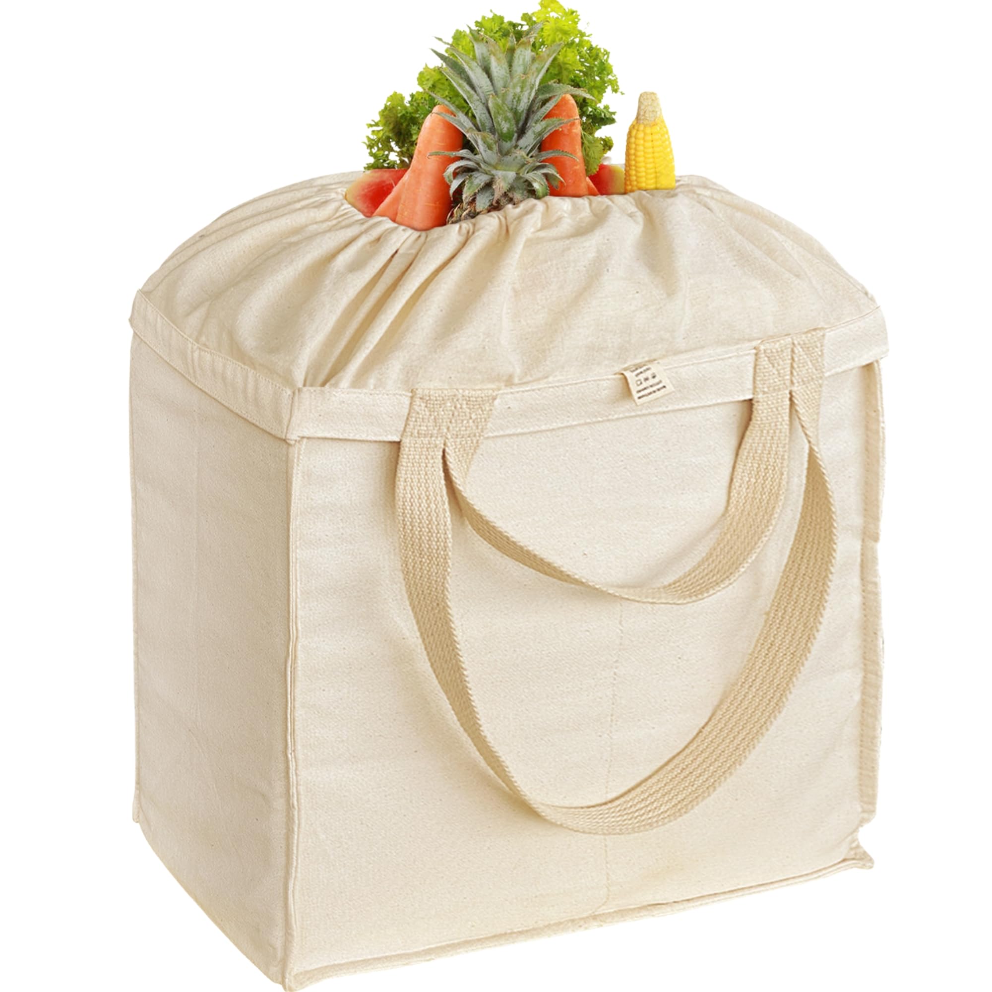 Reusable Grocery Bags - Canvas Tote Bag for Shopping Groceries with Handles, XL Set, Heavy Duty, Foldable, Washable