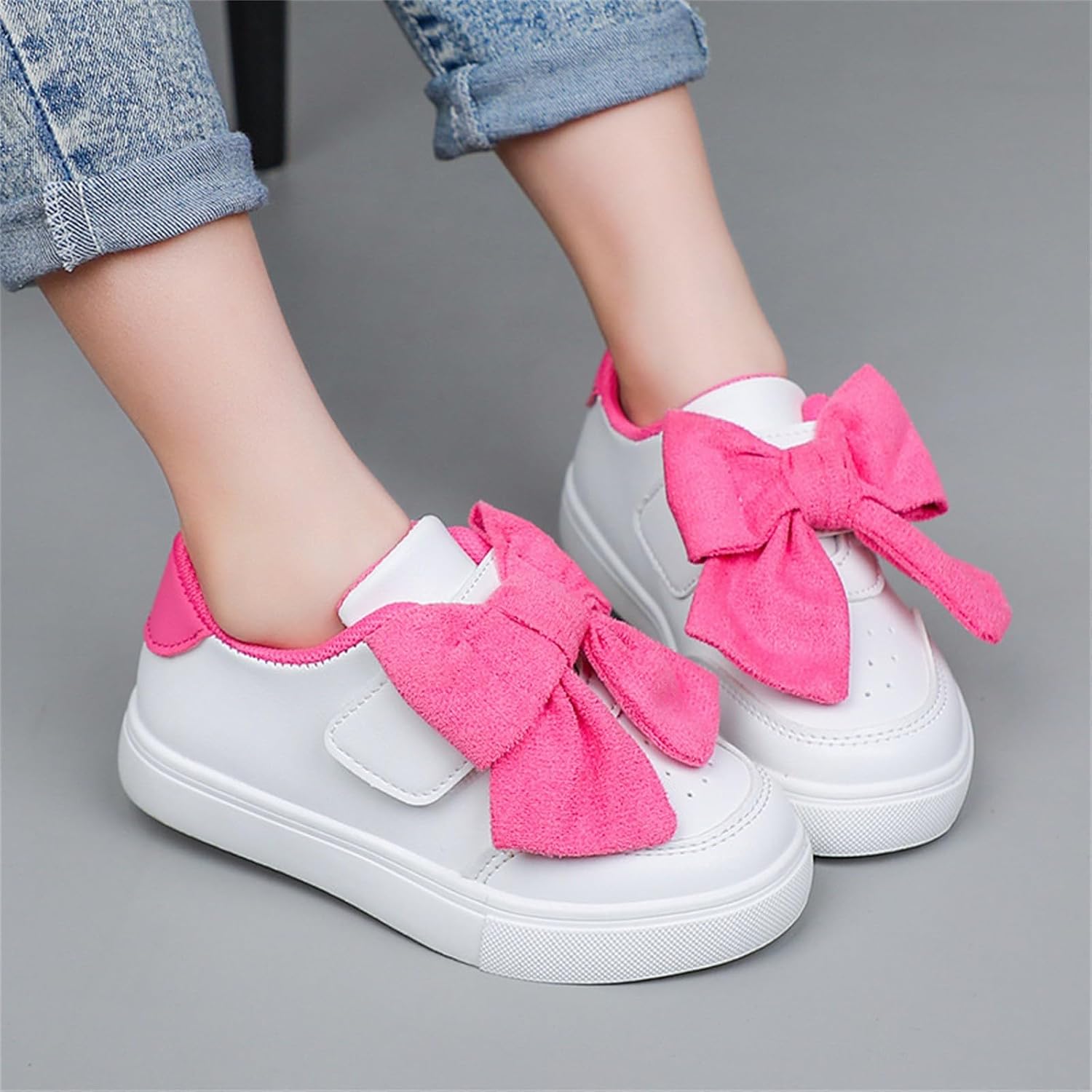 Kids Toddler Flat Sneakers Leather No Lace First Walking Sport Shoes Boys Girls Non Slip Lightweight Athletic Footwear Casual Breathable Running Sneakers