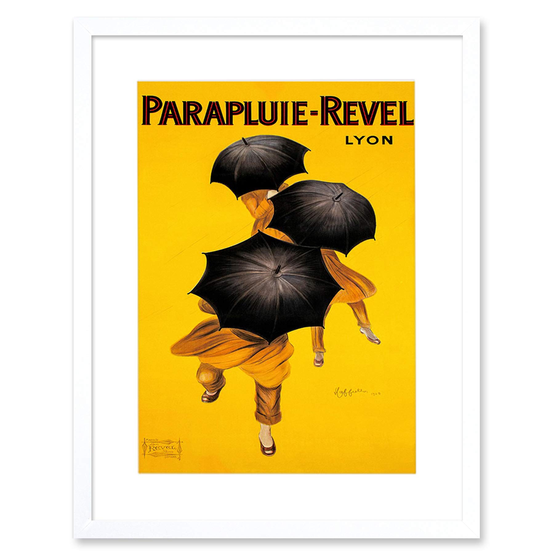 Wee Blue Coo Parapluie Revel Umbrella Rain Lyon France Artwork Framed Wall Art Print 12X16 Inch