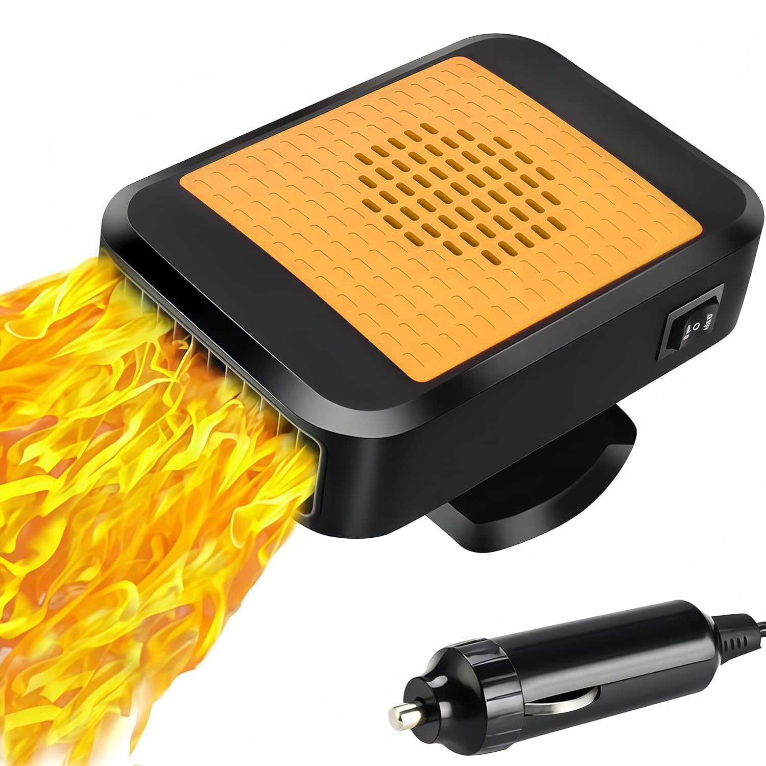 Calentador para Coche, portátil Calentador para Coche de 12V y 200W, Calentador para Coche 2 en 1 de enfriamiento y Calentamiento rápido con Base giratoria de 360°