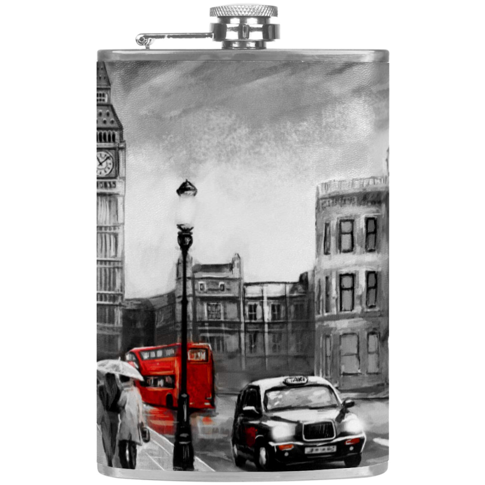 Flasque à whisky en cuir de haute qualité avec motif Big Ben pour les amateurs de spiritueux