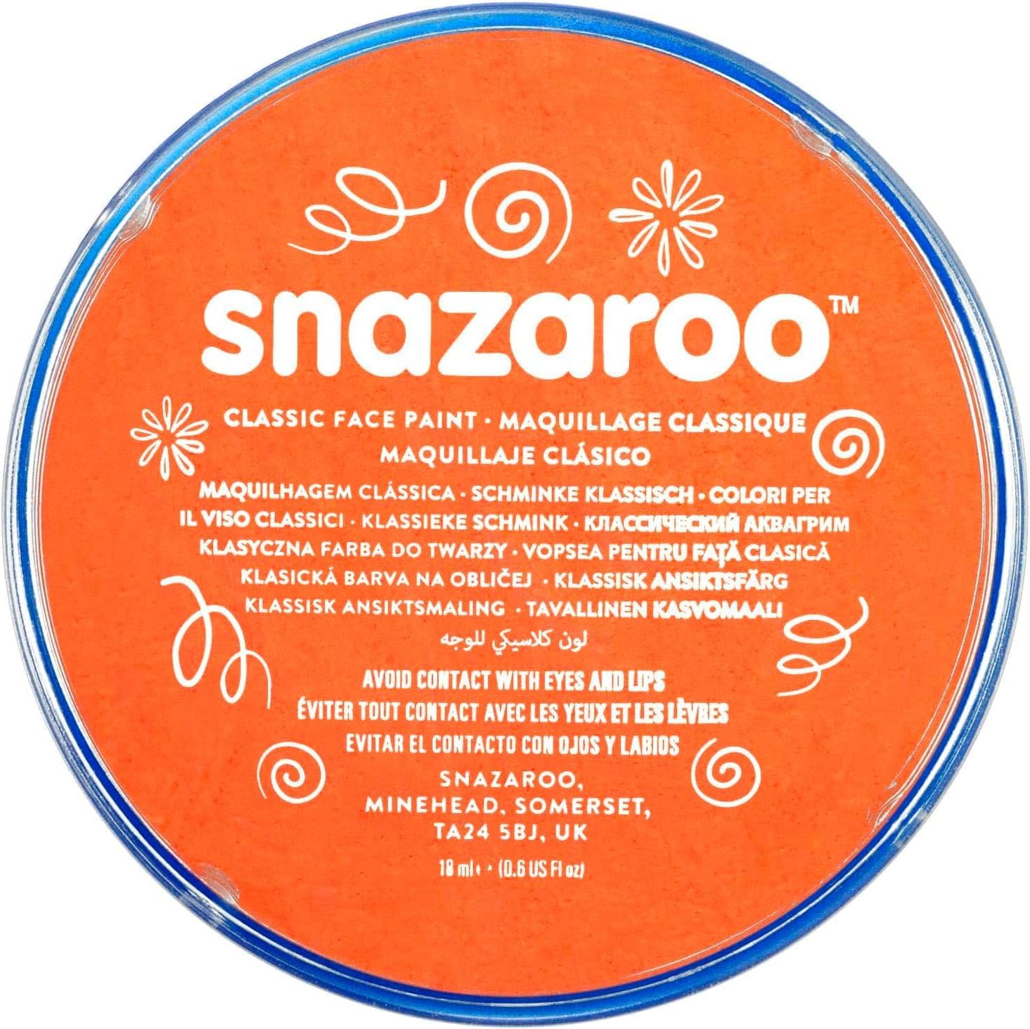 Snazaroo 1119553 Children’s Face Paint, Skin-friendly Hypoallergenic Water Based Face Makeup, Paraben Free – 18 ml Blister, Orange