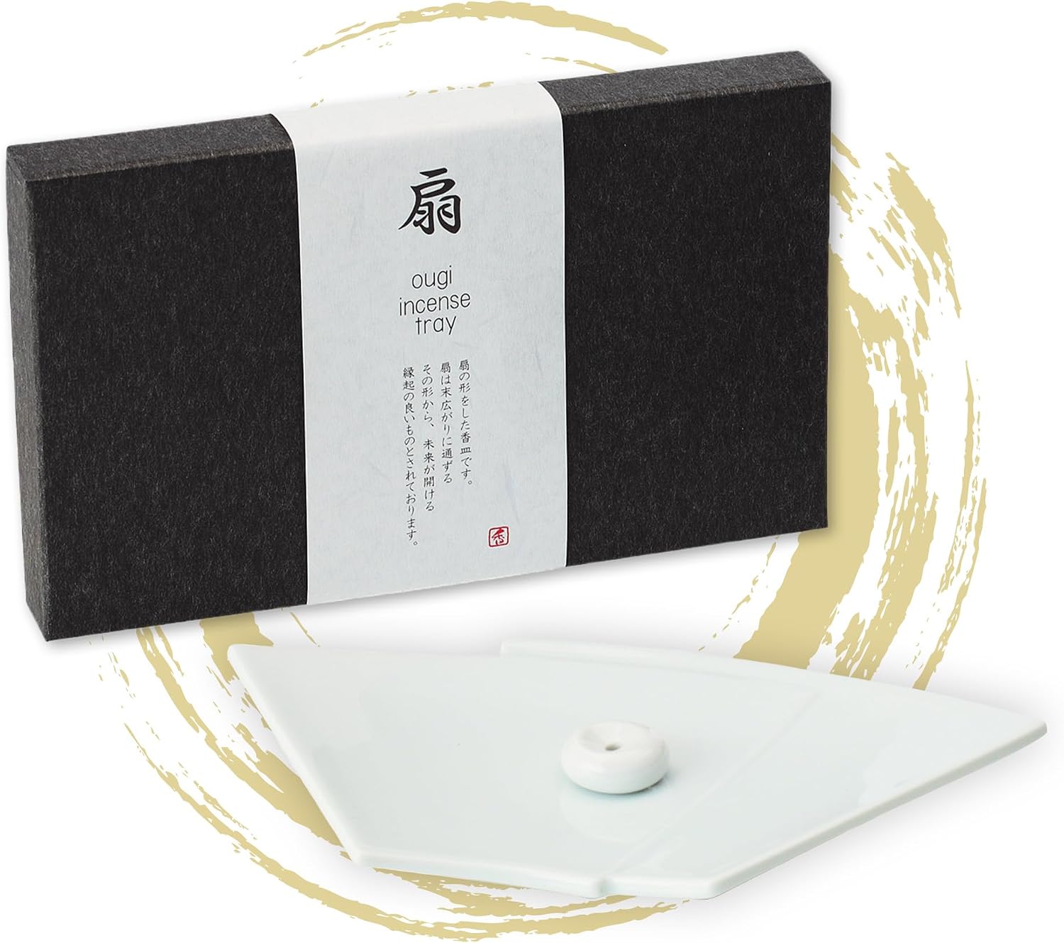 Hasegawa Japanese Fan-Shaped Incense Holder - White, Simple and Elegant Design, Suitable for Short and Long Incense Sticks, 3.66 x 6.30 x 0.79 Inches