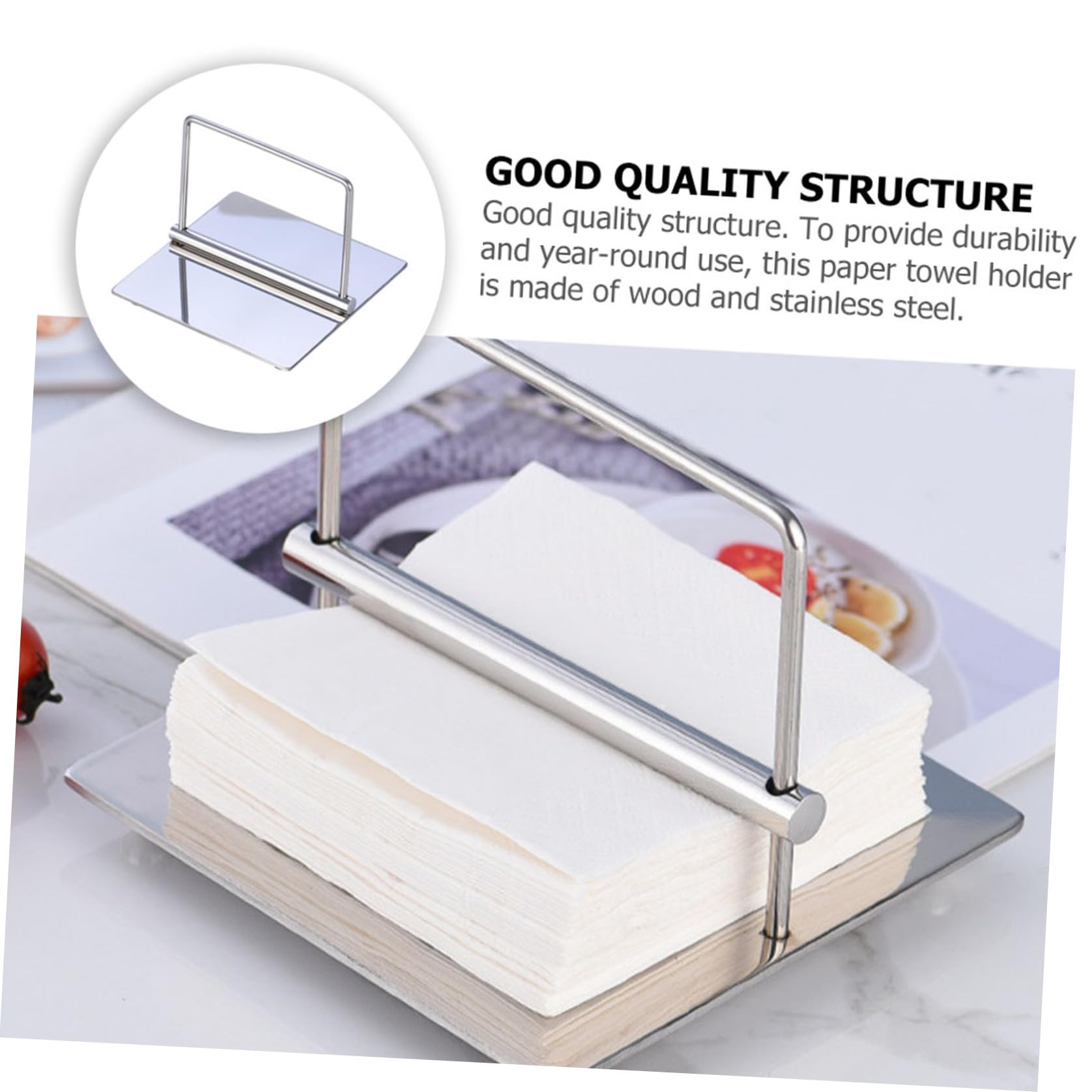 CALLARON 1pieza Soporte de Servilletas Plateado de Acero Inoxidable Dispensador Resistente para Toallas de Papel para Hogar Oficina y Restaurantes