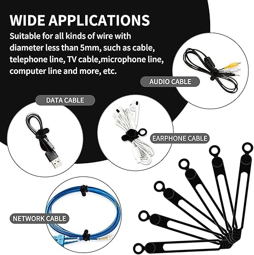 Miniatura 4 de Correas de silicona reutilizables, organizadores de cables para auriculares, cargador de teléfono, computadora, 18 unidades