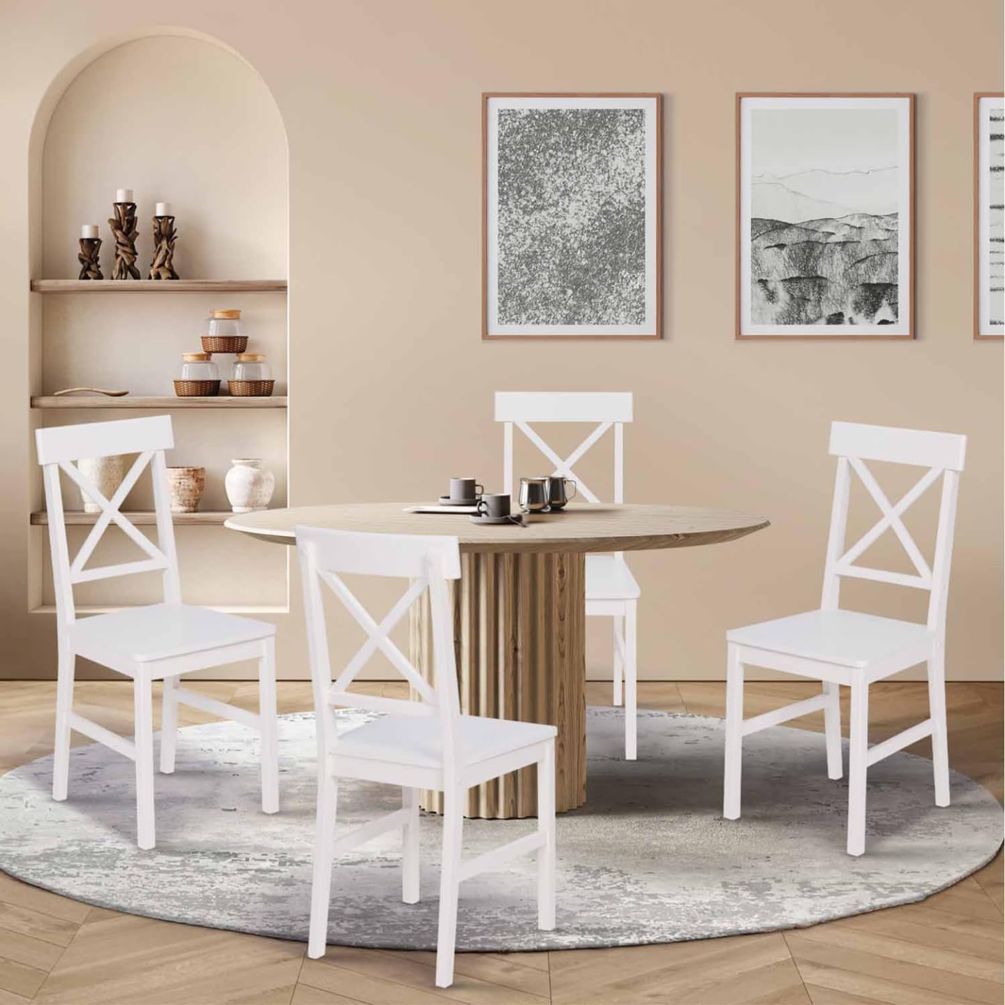 Sedie Comode Set Sedie Sara Design Scandinavo Bianco, Legno Di