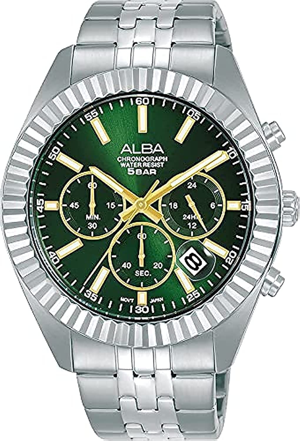 Alba Stainless Steel Analog Green Dial Men Watch-At3H15X1, Silver Band (B09BZQP8BY) Amazon Price History, Amazon Price Tracker