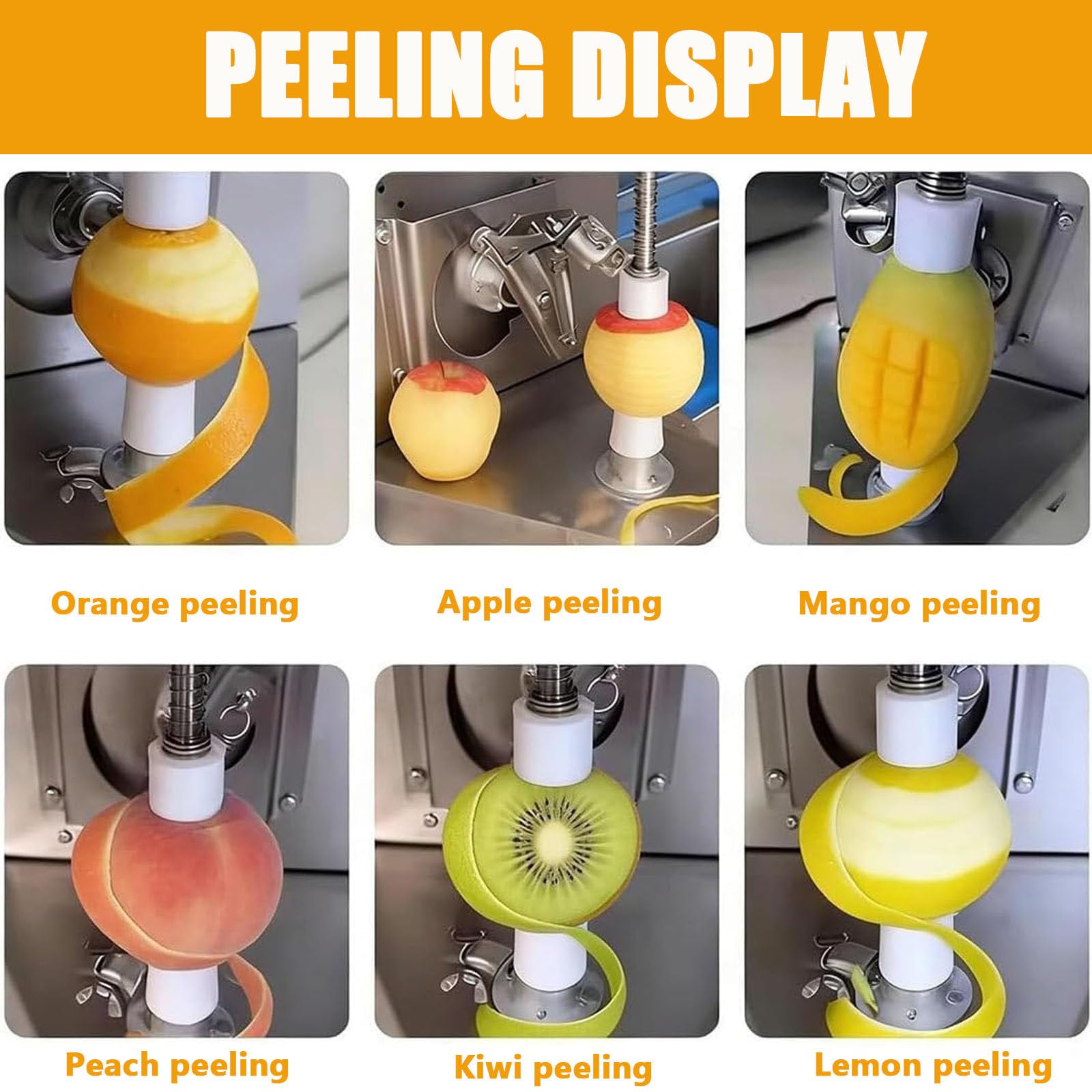 Pelatrice per Frutta, Completamente Automatica in Acciaio Inox per Limoni e Arance, Altezza e Spessore Regolabili, 500 Pezzi/Ora, per ristoranti e cucine Professionali