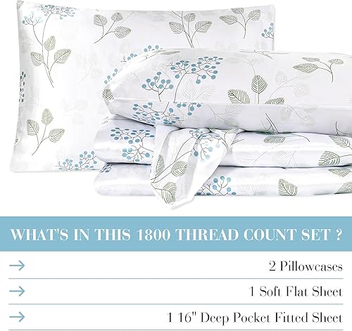 Miniatura 8 de YIYEA Sábanas de satén, estampado floral, lujosas sábanas de tamaño King de tacto sedoso, elegante juego de sábanas de satén liso, bolsillo profundo