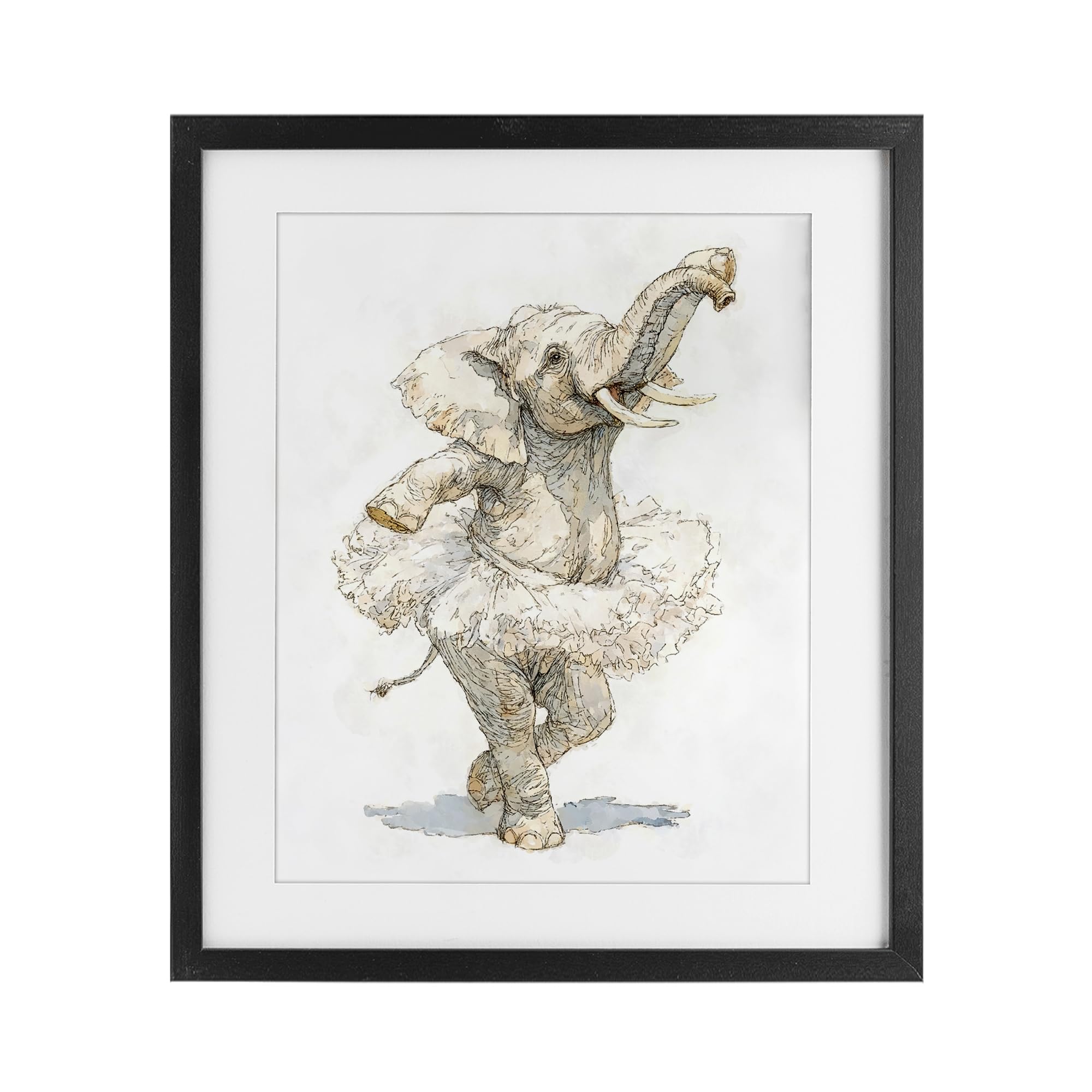 Affiche éléphant de ballet Stupell Industries par Ziwei Li sous verre 40x33