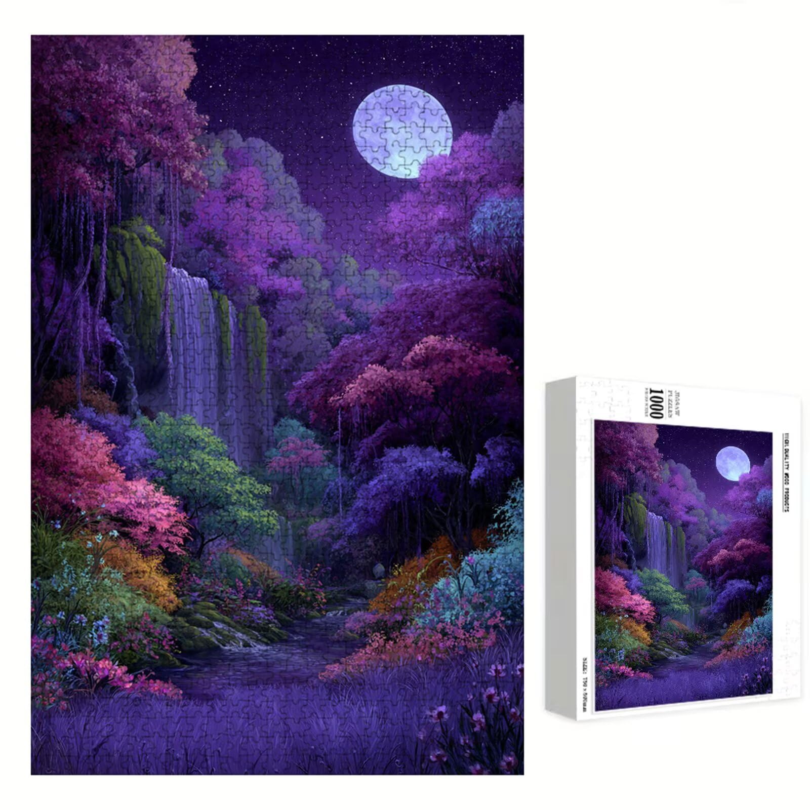 Puzzle Adulti - Luna & Albero - 700 Pezzi Fabbricazione in Legno Robusto - Decorazione Murale con Poster - Prodotto Riservato ad Adulti e 14 Anni in Su (52x38cm) P3#1015