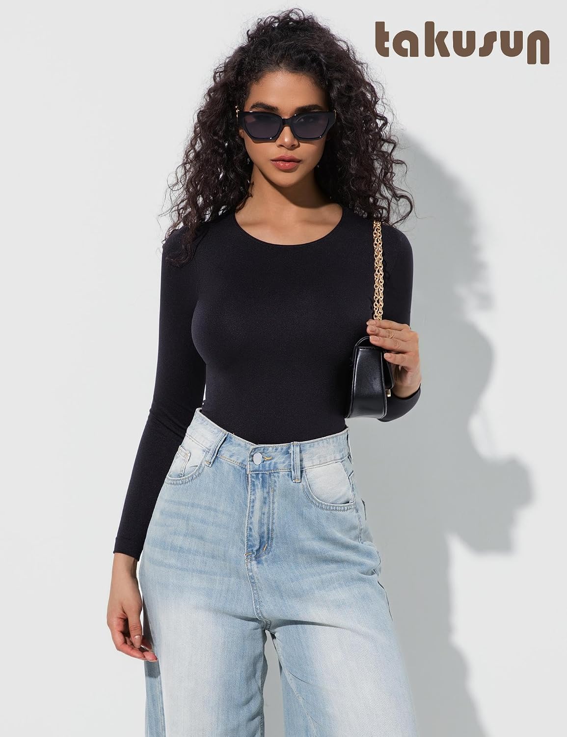 Womens Long Sleeve Compression Slimming Shirt Undershirts Round-Neck Basic Shapewear Thermal Tops As Clothing