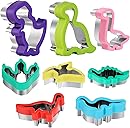 Dinosaur Cookie Cutters Set - Stainless Steel Shaped Cookie Candy Food Cutters Molds for DIY, Kitchen, Baking, Kids Dinosaur Theme Birthday Party Supplies Favors (8pack)