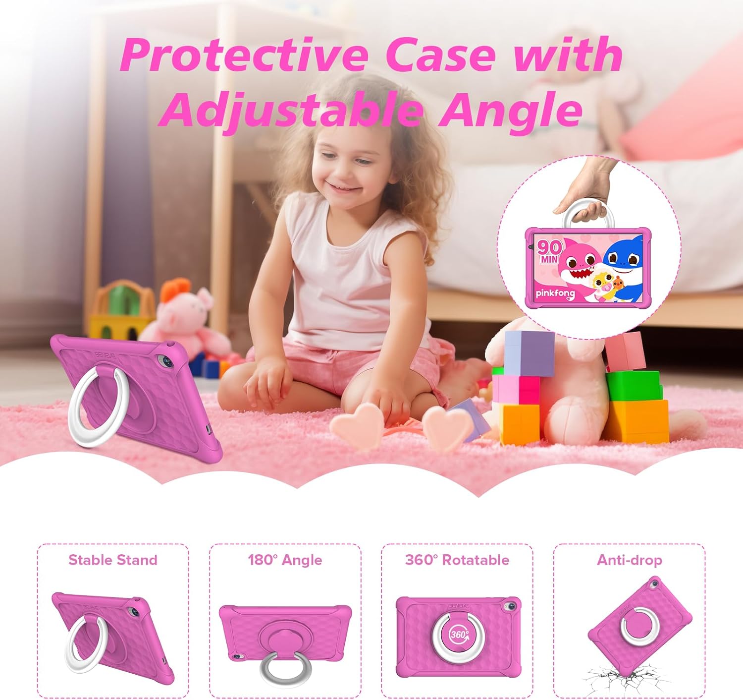 BENEVE Tablet Bambini 10 Pollici Android 13 Tablet,7GB RAM 64GB ROM/WiFi/5+2MP/6000mAh/Bluetooth/Controllo Parentale Apprendimento Educazione Tablet PC con Custodia (Rosa) BENEVE Tablet Bambini 10 Pollici Android 13 Tablet,7GB RAM 64GB ROM/WiFi/5+2MP/6000mAh/Bluetooth/Controllo Parentale Apprendimento Educazione Tablet PC con Custodia (Rosa)