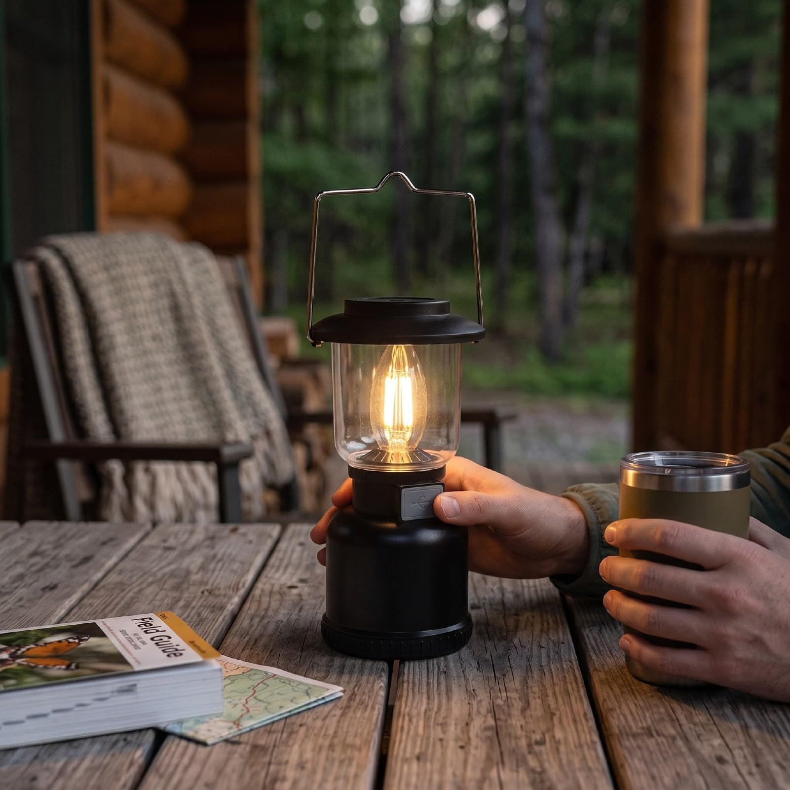 EMUKOEP Lanterna da Campeggio con Uscita 400lm, Luce da Lavoro Portatile | Impermeabile IP68, Batteria da 1800 MAh, Autonomia da 3 a 35 Ore, Gancio per Appendere Tenda o Emergenza, Accogliente