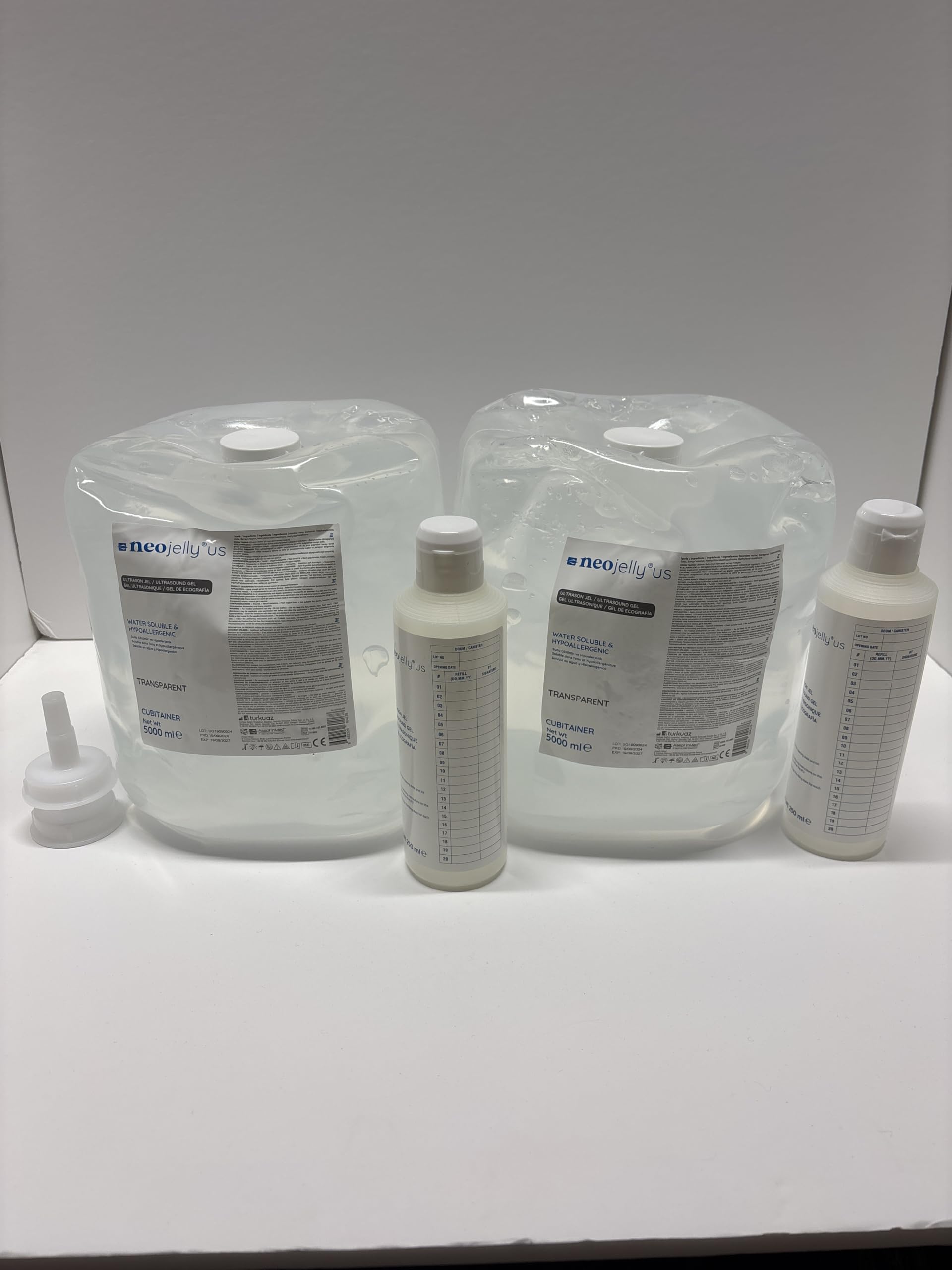 Lot de 2 - Gel échographie - Transparent - 5 Litres-Cubitainer + Flacon vide