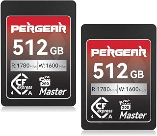 Pergear 512GB CFexpress 4.0 Type A Memory Card, Up to1780MB/s Read Speed & 1600MB/s Write Speed for 4K 120P,8K 30P for Sony Alpha Sony FX Cameras, 2 Pack
