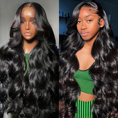 Devonia 13x4 Body Wave Lace Front Wigs Human Hair 26 Inch HD Transparent Lace Frontal Wigs for Women 180% Density Human Hair Wigs Pre Plucked Natural color