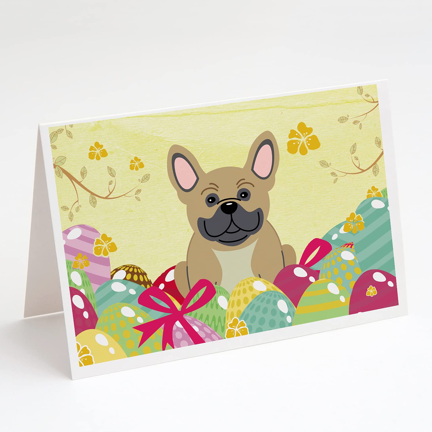 Caroline's Treasures Lot de 8 cartes de vœux et enveloppes Motif bouledogue français Crème