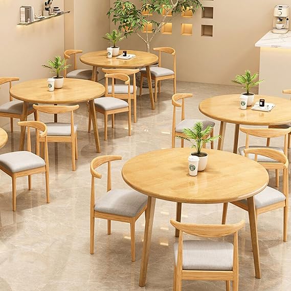 Round Dining Table - Rubber Wood Kitchen Table with Wooden Effect Top - 2-3 Seaters Rustic Dinner Table for Home Dining Room Living Room,Walnut,60cm