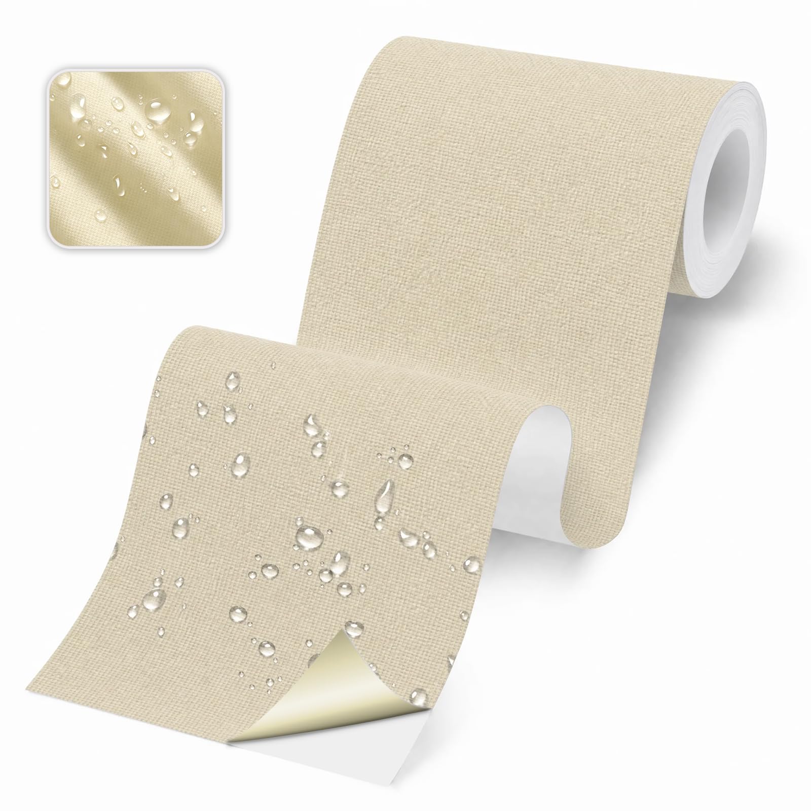 Skystuff Self-Adhesive Canvas Repair Tape, Heavy Duty Waterproof Fabric Repair Patches for Sofa, Chair, Awning, Tent, Clothes, Camping Outdoor Gear, Instant Strong Fix, 10x200cm, Beige