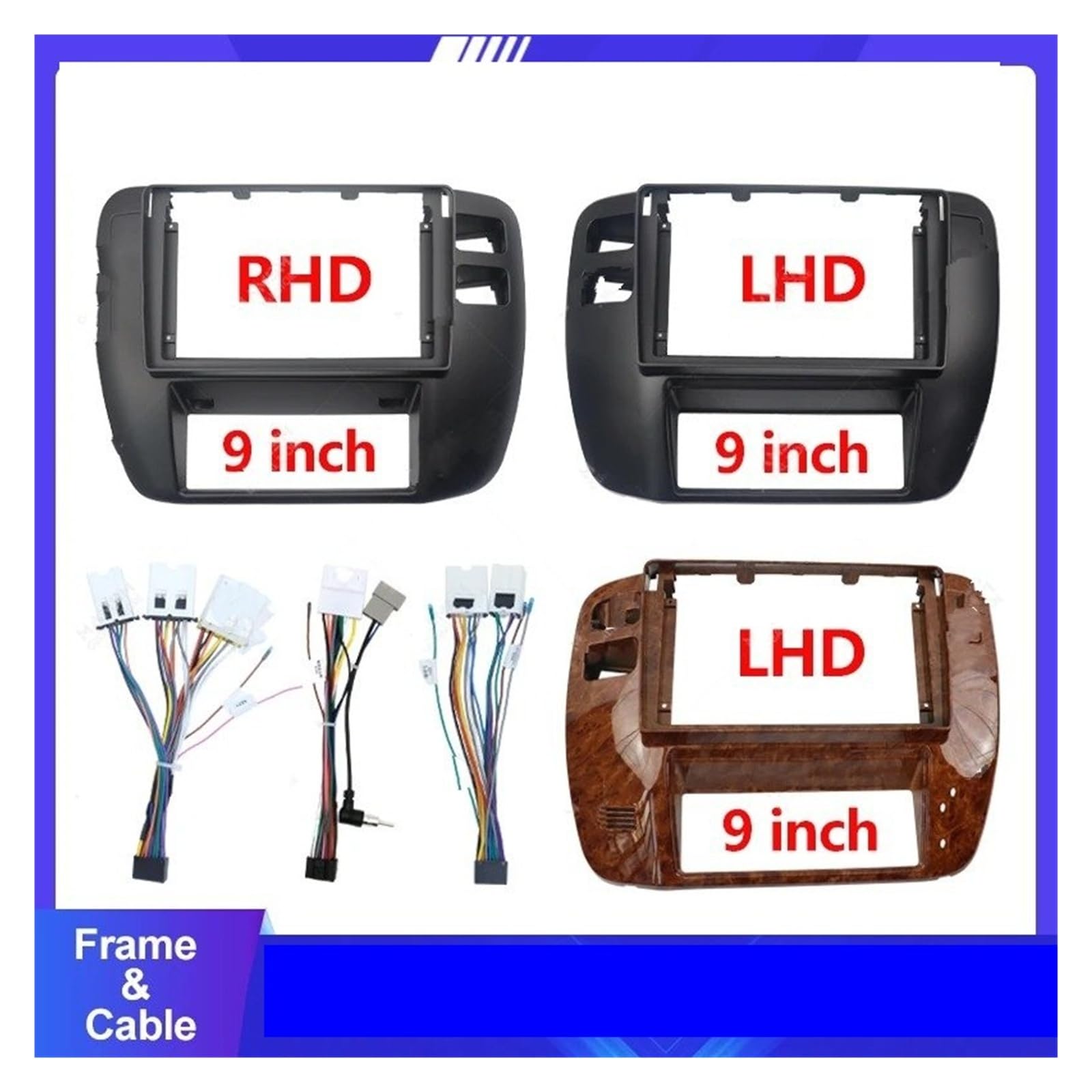 Mascherina Autoradio Cornice Stereo 9 Pollici 2Din Autoradio Fascia Auto Lettore Audio Pannello Dash Kit Telaio Center Console Supporto per Nissan per Patrol Y61 1997-2005