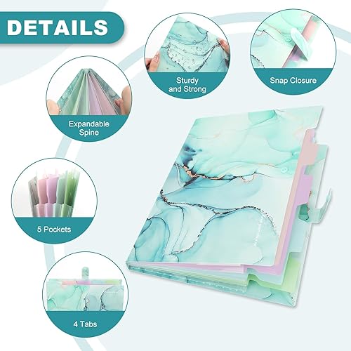 Miniatura 4 de Carpeta de archivos expansible, organizador de archivos de plástico de acordeón tamaño carta A4, 5 carpetas de bolsillo para documentos, carpeta