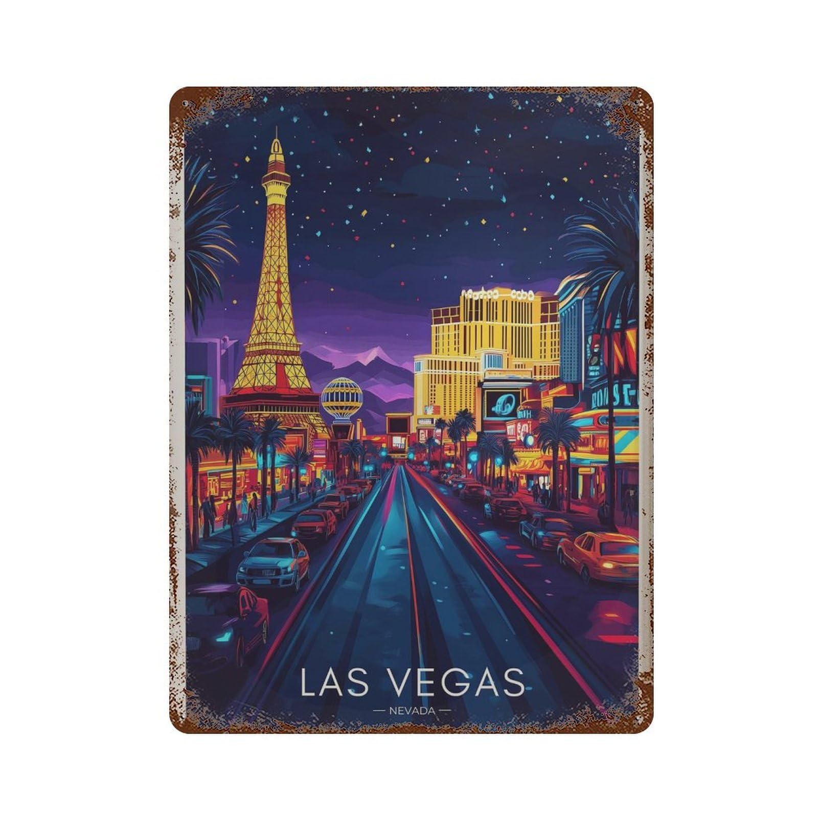 xiaoxiaoshen Las Vegas Travel Nevada Wall Decor Art Metal Tin Poster Modern Home Decor Art Home Bar Shop Decorations Vintage Sign 40x30cm