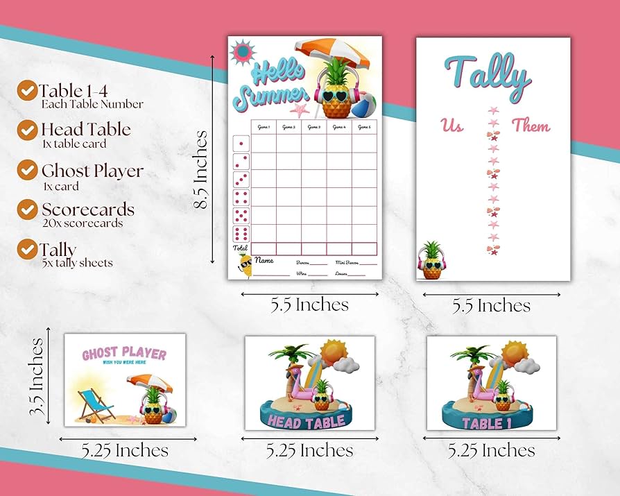 Amazon.com: Summer Bunco - June July Beach Bunco - Bunco Score Sheets - Pool Themed Bunco - Scorecards - Tally Sheets - Ghost Player - Beach Bunco - Bunco Game Kit for amazon-com-summer-bunco-june-july-beach-bunco-bunco-score-sheets-pool-themed-bunco-scorecards-tally-sheets-ghost-player-beach-bunco-bunco-game-kit-for