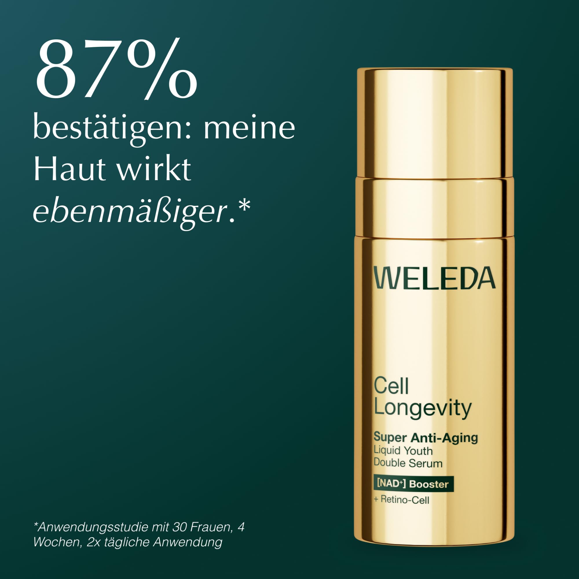 WELEDA Cell Longevity Super Anti-Aging Liquid Youth Double Serum - Gesichtspflege Serum mit [NAD⁺] Booster & [Retino-Cell] mindert die 10 Zeichen der Hautalterung (Naturkosmetik, vegan, 50ml)