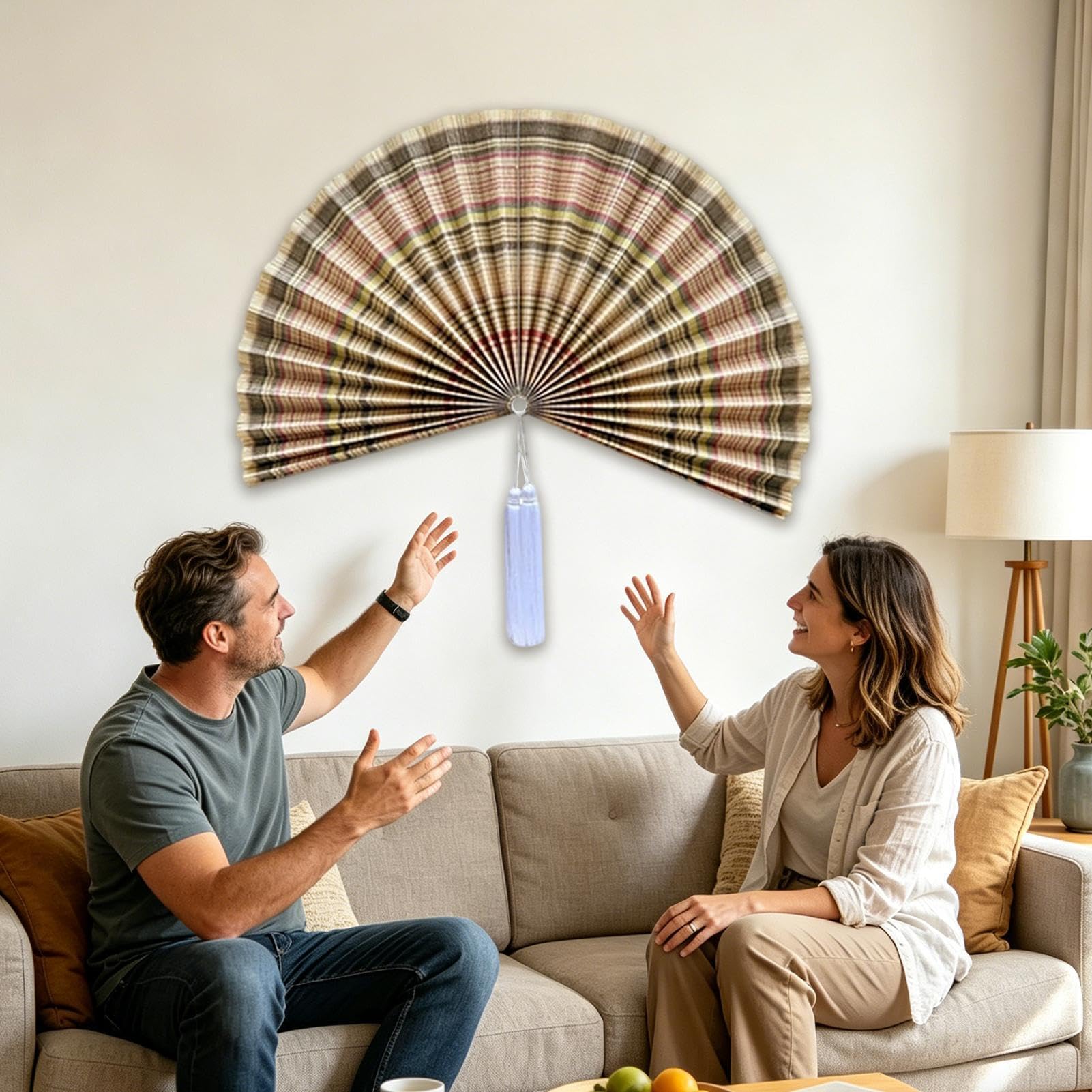ChumDecor Fächer-Wanddekoration, japanische chinesische Wandfächer-Dekoration, Boho-Kopfteil zum Aufhängen, dekorativer Faltfächer für Zuhause, Wohnzimmer, über dem Bett, Schlafsaal