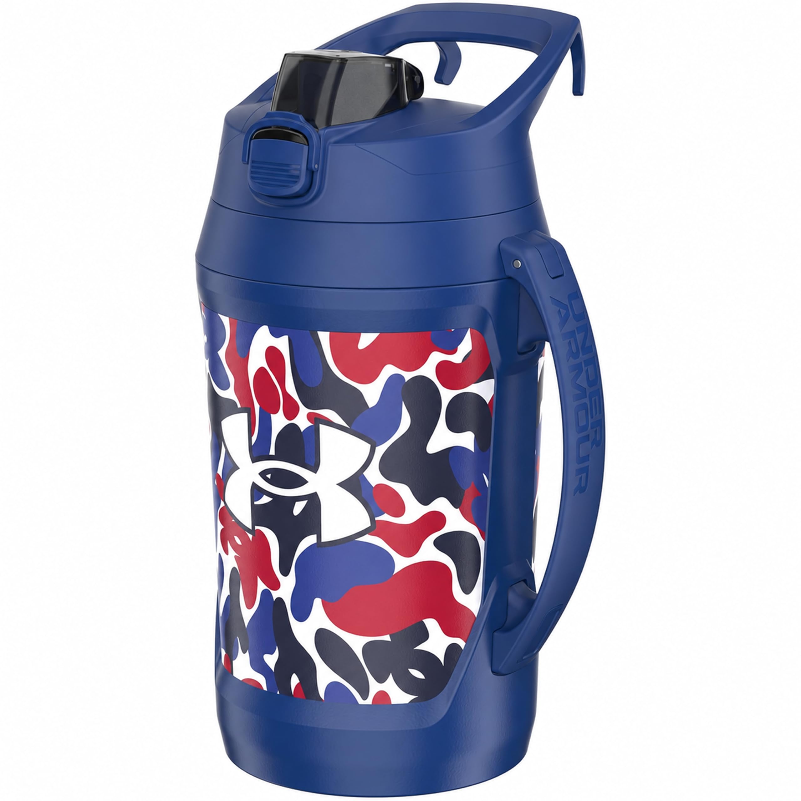 Under Armour Insulated Water Bottle with Handle &amp; Fence Hook, Half Gallon Sports Water Jug, Leak-Resistant &amp; BPA-Free for Baseball, Football &amp; Gym - Royal Hypercamo, 64oz