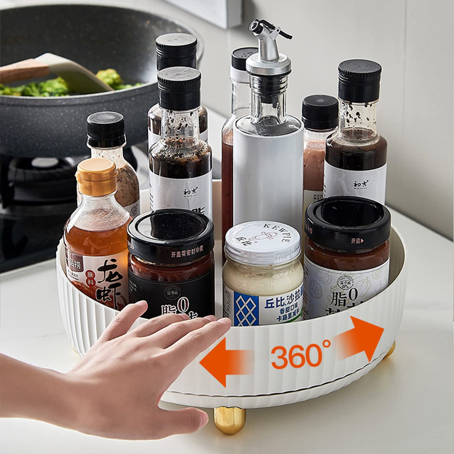 Organizadores de cosméticos giratorios, rotación de 360° de maquillaje para escritorio, lociones de almacenamiento, bandeja de perfume redonda con gran capacidad para joyas, frutas,