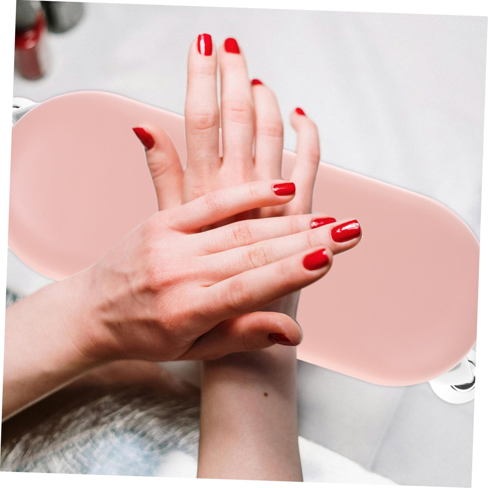 Poggiamani per Unghie Rosa in Pu e Ferro, Design Pratico, Compatto e Facile da Pulire, per Salone di Manicure e Formazione | Supporto per Nail Art, Design Pratico, Facile da Pulire, per Training Art