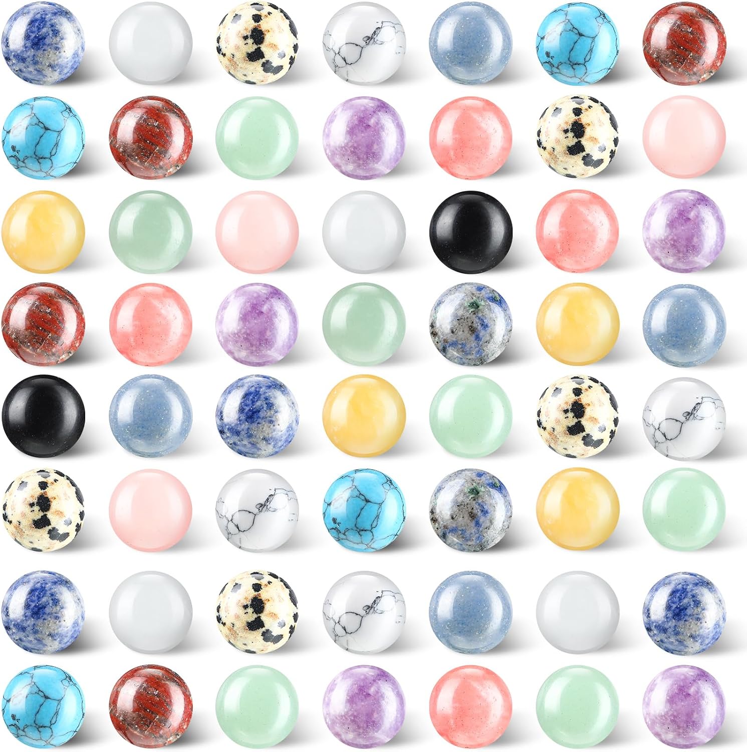 30 Pieces Gemstone Chakra Sphere Balls Crystal Stones 16 mm Assorted Mini Natural Quartz Sphere Collection Polished Hand Carved Crystal Ball Bead Bulk for Witchcraft Meditation Reiki Balancing Decor