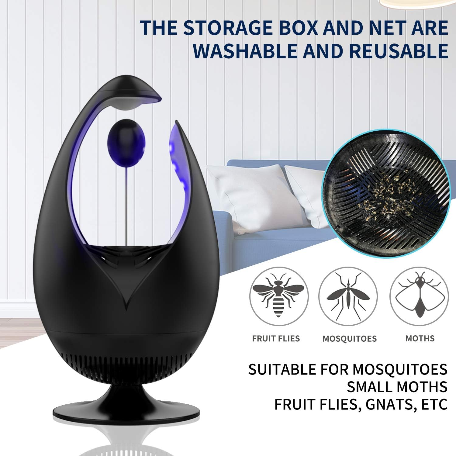 Mosquito Trap, OPULEXX Fruit Fly Trap with UV Light, Electric Mosquito Killer Indoor for Moths, Drain Flies and Bug, Gnat Trap, Non-Toxic, Insect Zapper Safe for Child and Pregnant