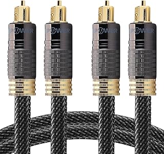 FosPower (0.9M/3FT - 2Pack) 24K Gold Plated Toslink Digital Optical Audio Cable (S/PDIF) - [Zero RFI & EMI Interference] Metal Connectors & Ultra Durable Nylon Braided Jacket