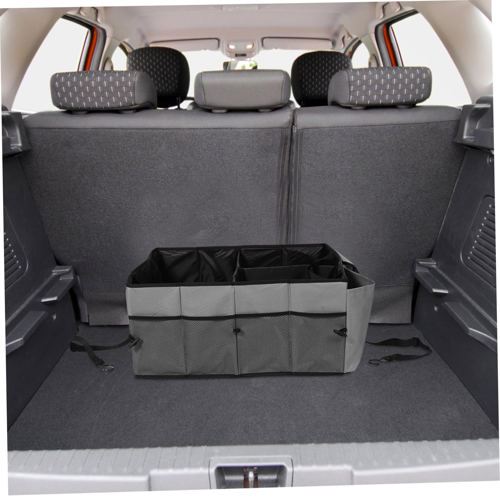 Cabilock caja de almacenamiento del coche Multifunción bota Trompa organizadores auto organizador de maletero para coche Maletero organizador de almacenamiento de coche poliéster Gris