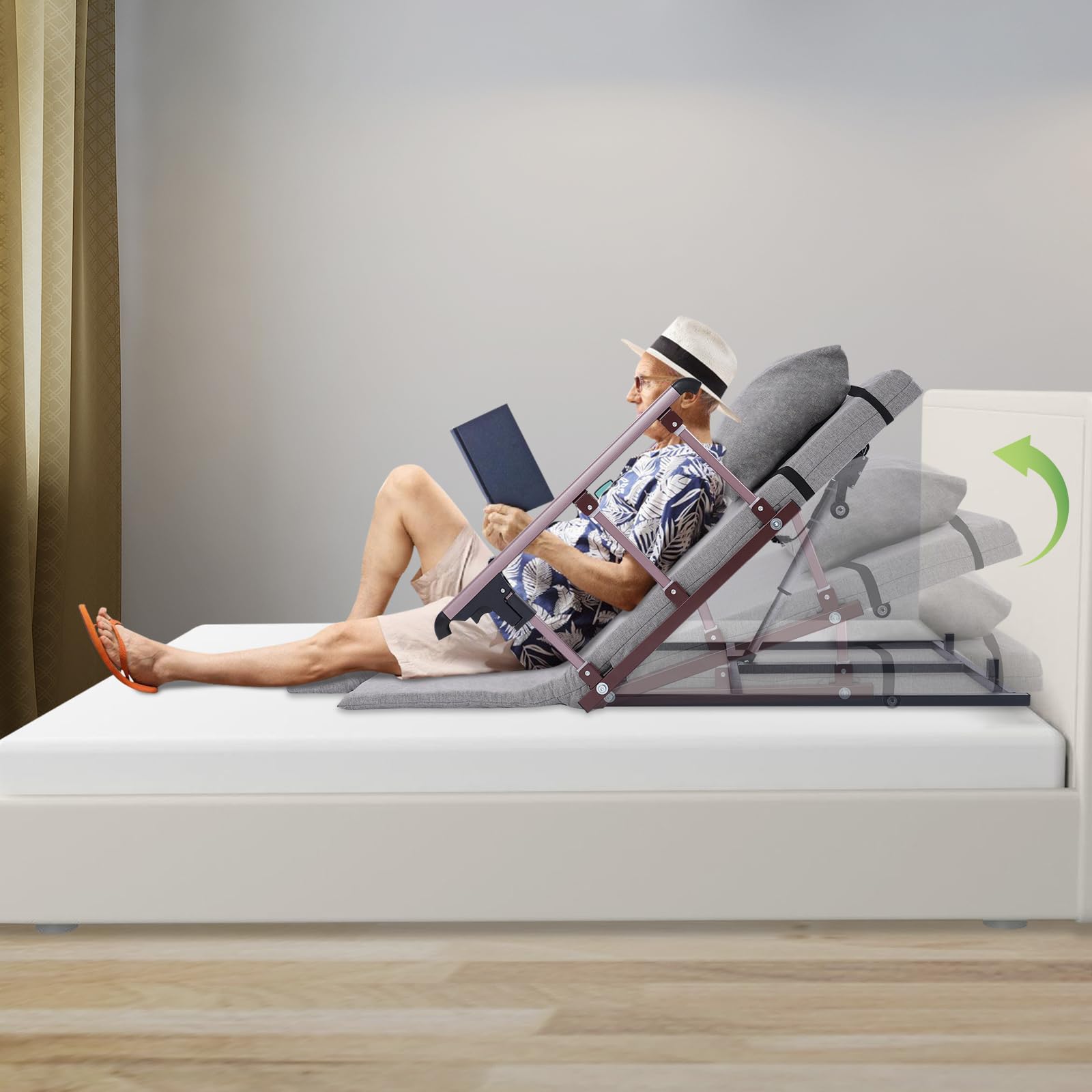 Dossier électrique de lit élévateur, pour personnes âgées et lits de soins, télécommande, capacité de charge de 350 kg, inclinaison à 80 °, housse de matelas réglable électrique, avec accoudoir