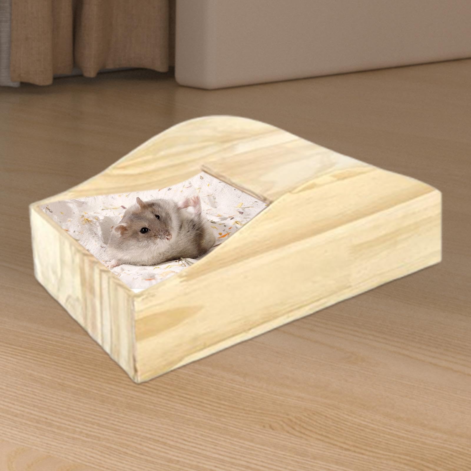 Hamster Sandbadewanne Natur Aus Holz Als Badekasten Versteck Toilette Und in Einem Praktisches Zubehör für Hamster Mäuse Gerbil Lemming Im T, S