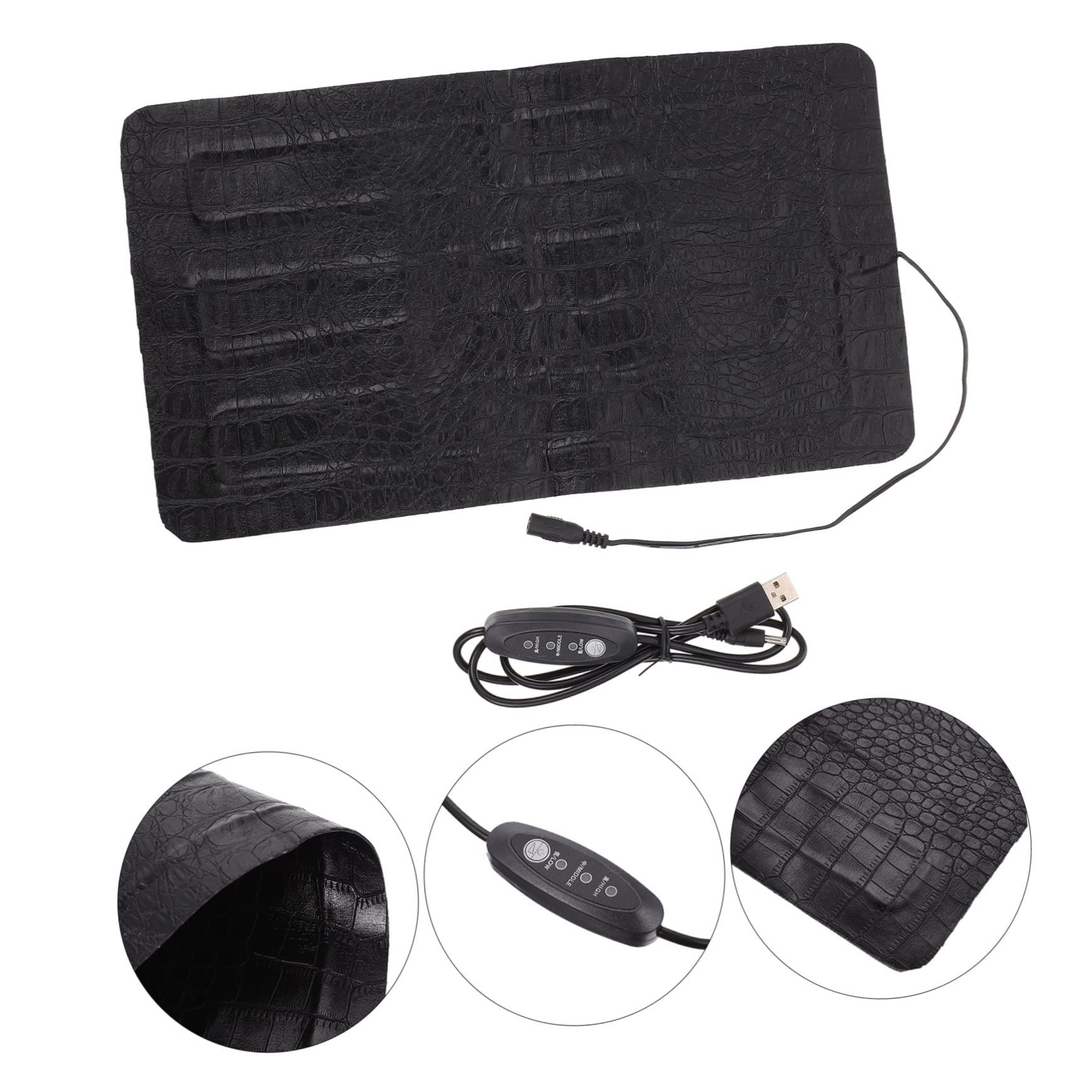 TOYANDONA Almohadilla Térmica para Reptiles Pequeña de Cuero Negro Función Eléctrica para Mantener el Calor en Terrarios y Uso al Aire Libre